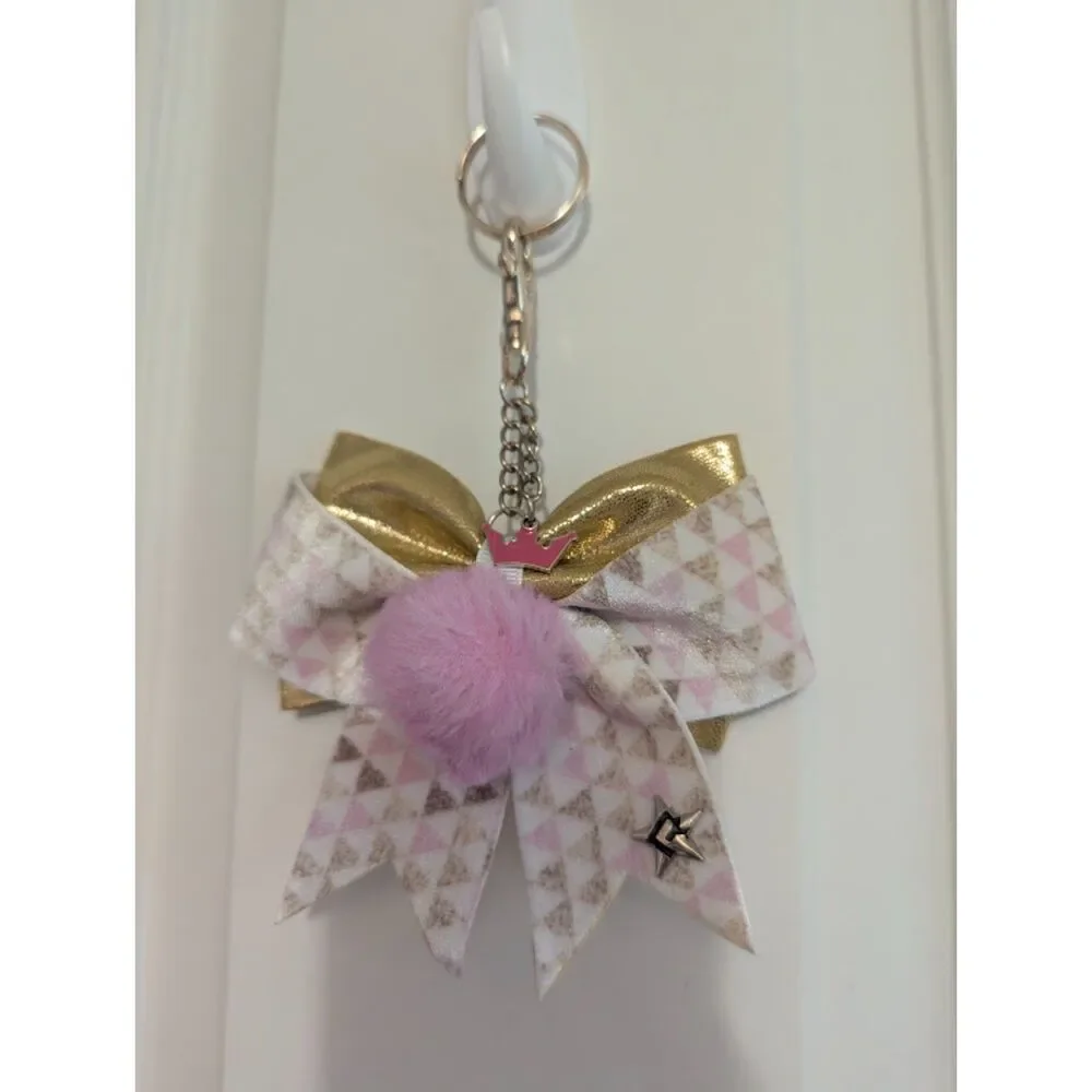 Rare Velvet Rebel Athletic Pink Gold  Bow Keychain Bag Charm